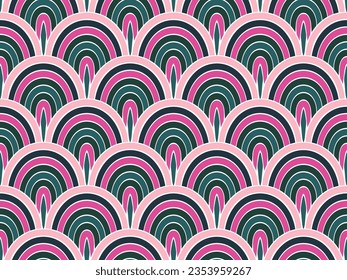Vivid mermaid tail scales vector endless ornament. Fairytale fishscale texture. Clothing mermaid squama print. Gorgeous reptile scale background. Asian stylized print.