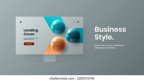 Vivid monitor mockup presentation layout. Premium site screen vector design concept.
