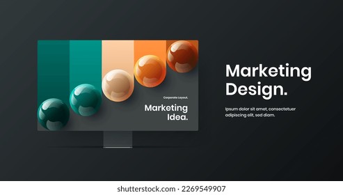 Vivid monitor mockup presentation layout. Creative web project vector design template.