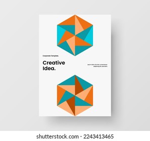 El concepto de folleto de mosaicos vivos hexagones. Presentación premium Ilustración vectorial de diseño A4.