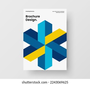 Vivid mosaic hexagons pamphlet concept. Trendy corporate cover vector design template.