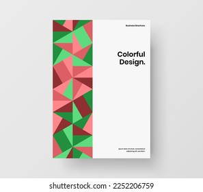 Vivid mosaic hexagons pamphlet concept. Fresh catalog cover vector design layout.