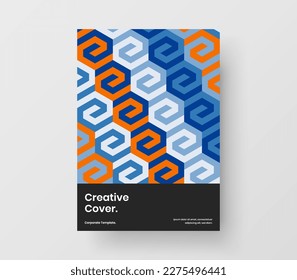 Vivid mosaic pattern magazine cover layout. Unique front page design vector template.