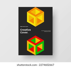Vivid mosaic pattern pamphlet template. Bright corporate cover design vector illustration.