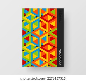 Vivid mosaic shapes annual report concept. Clean company cover A4 design vector illustration.
