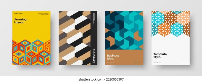 Diseño de folletos con mosaicos vivos. Conjunto de concepto vectorial de diseño creativo de banner.