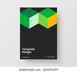 Vivid mosaic tiles pamphlet template. Isolated company brochure A4 design vector illustration.