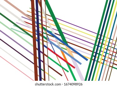 Vivid, motley colorful Abstract geometric art with random, chaotic lines. Straight crossing, intersecting lines texture, stripes pattern