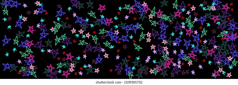 Vivid Multicolor Pastel Childish Purple Colorful Lavender Design Pic. Vibrant Violet Red Night Black Green Chaotic Handdrawn Stars. Kids Bordo Dark Stars Pink Naive Bright Mint Sky Wallpaper.