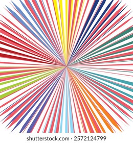 Vivid multicolor starburst pattern with radiating lines for energetic design. Abstract art concept,vector illustration
