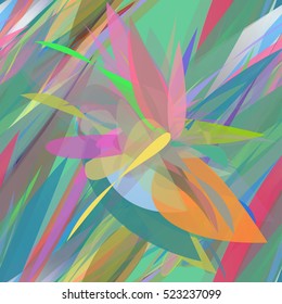 Vivid multicolored seamless pattern with abstract geometrical flower.