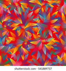 Vivid multicolored seamless pattern with abstract geometrical flowers.