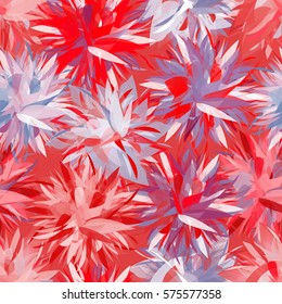 Vivid multicolored seamless pattern with abstract geometrical flowers.