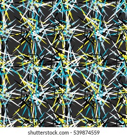 Vivid multicolored seamless pattern with effect abstract geometrical shapes.