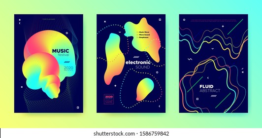 Vivid Music Party. Futuristic Pattern. Electronic Techno Concert. Multicolor 3d Fluid Presentation. Modern Music Design. Gradient Layout. Electronic Techno Festival. Neon Colorful Music Flyer.