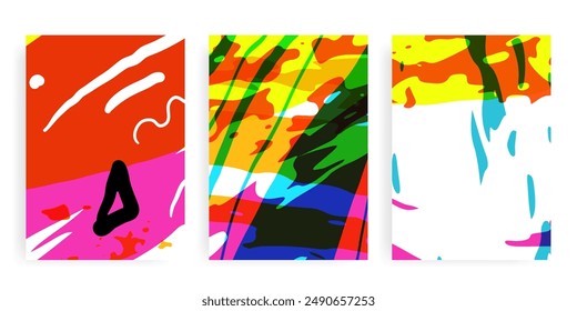 A vivid neon background featuring acid color textures and overlay pieces.