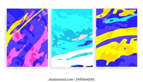 A vivid neon background featuring textured edges and overlay color chunks. 