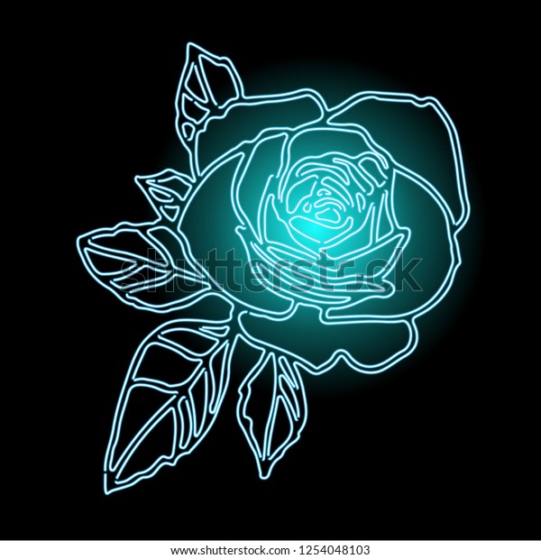 Vivid Neon Blue Rose Vector Illustration Stock Vector Royalty Free