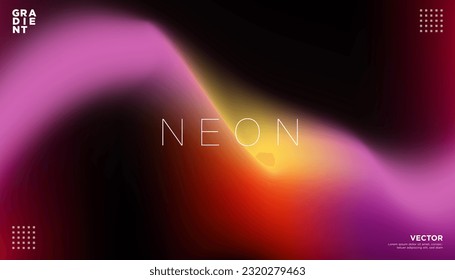 Vivid Neon Gradient Background. Trendy minimalist neon pop colors yellow, red, pink.  Perfect for app, web design, webpages, banners, greeting cards, backgrounds, templates. Vector Illustration. EPS 1