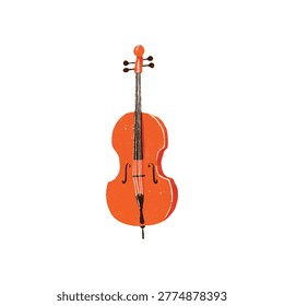 Vivid orange violin centered to highlight its shape and instrument details