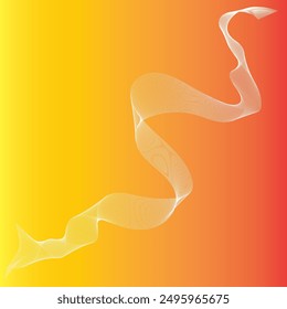 Vivid Orange-Yellow Background with Flowing White Waves - Captivating Abstract Design Featuring Smooth, Dynamic Lines, Suitable for Technology, Fashion, and Contemporary Art Projects