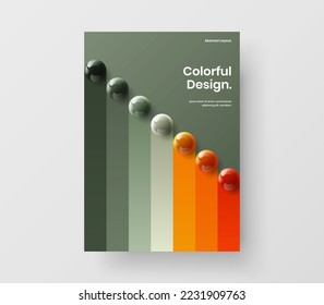 Vivid pamphlet A4 vector design layout. Trendy realistic balls brochure template.