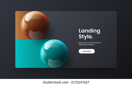 Vivid pamphlet design vector concept. Simple realistic spheres company identity illustration.