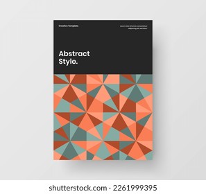 Vivid pamphlet design vector illustration. Modern mosaic hexagons poster layout.