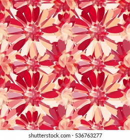 Vivid passionate seamless pattern with abstract geometrical flowers.