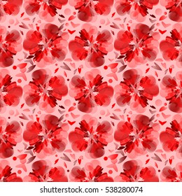 Vivid passionate seamless pattern with hearts and circles.