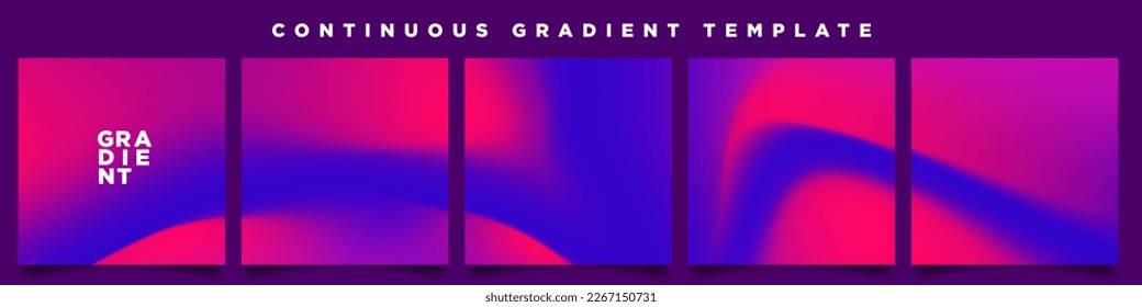 Vivid Pink and Blue Gradient Continuous background Template. Continuous Square Card Vector Template. Five gradient backdrops. Perfect for designs, feeds, social media, web, banners. EPS 10.