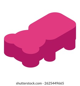 Brinquedo hipopótamo rosa vivo renderizado em projeção isométrica em um fundo branco