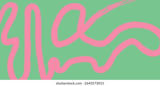 Vivid pink squiggle lines on soft green background, abstract seamless vector perfect for branding or textile