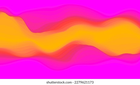 Vivid pink and yellow layers color ripple wave abstract vector background