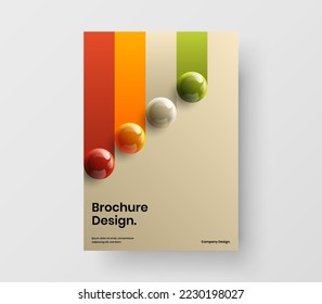 Vivid placard A4 design vector illustration. Premium 3D spheres book cover concept.