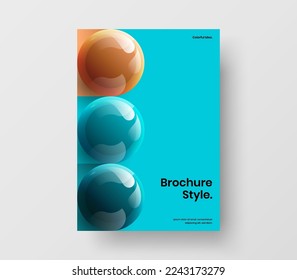 Vivid postcard vector design illustration. Premium 3D spheres annual report template.