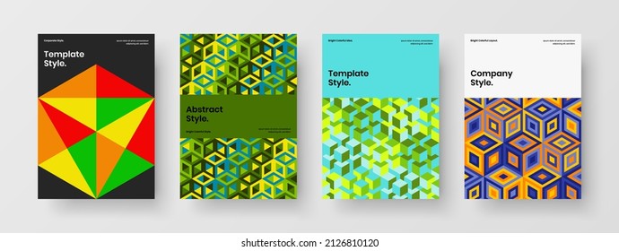 Vivid Poster A4 Design Vektorgrafik Layout Kollektion. Helle geometrische Fliesen Corporate Cover Set.