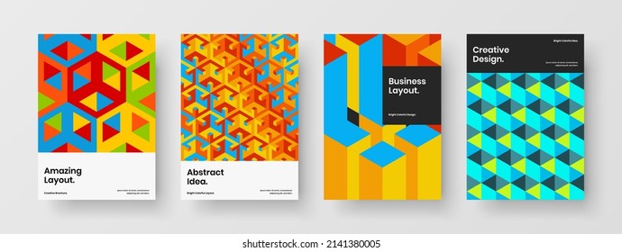 Vivid poster design vector concept composition. Isolated geometric shapes company identity illustration bundle.