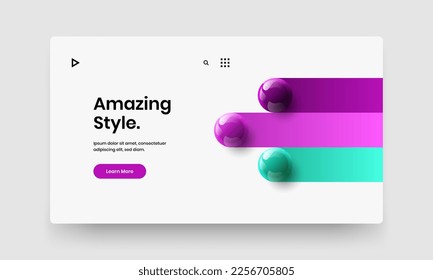 Vivid poster design vector illustration. Geometric 3D spheres company brochure concept.