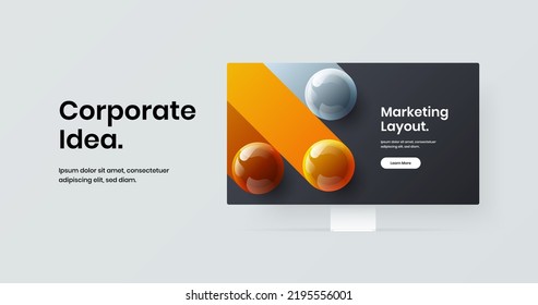 Vivid presentation vector design illustration. Modern computer monitor mockup website template.
