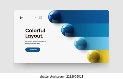 Vivid presentation vector design template. Isolated realistic spheres pamphlet concept.