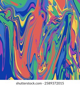 Vivid psychedelic seamless marble pattern full color with hallucinatory swirls. Vector illustration