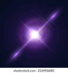 Reflexo de ligza com brilho roxo vívido, brilho de disco. Efeitos de luz púrpura vívidos. Efeito de brilho futurista para design de interface de jogo.