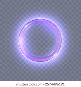 Vivid purple magic light effect of bright glow in circle. Glowing ring circle of light for web design and illustration.