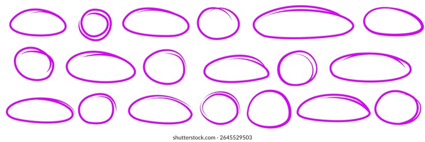 Vivid purple outline abstract blobs with bold contour for youth-centric branding, trendy visual kits and digital assets

