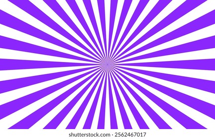 Vivid purple and white radial sunburst background with converging lines, creating a bold and dynamic geometric visual effect.
