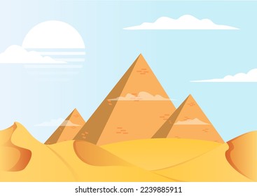 Vivid Pyramid Desert Landscape Flat Design