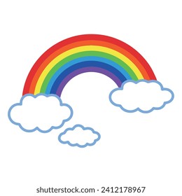 Vivid rainbow arch over clouds Illustration