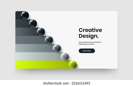 Vivid realistic balls landing page concept. Abstract flyer vector design illustration.