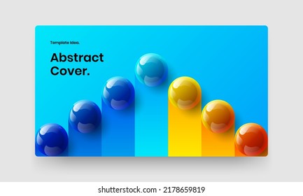 Vivid realistic balls website layout. Bright company identity design vector illustration.